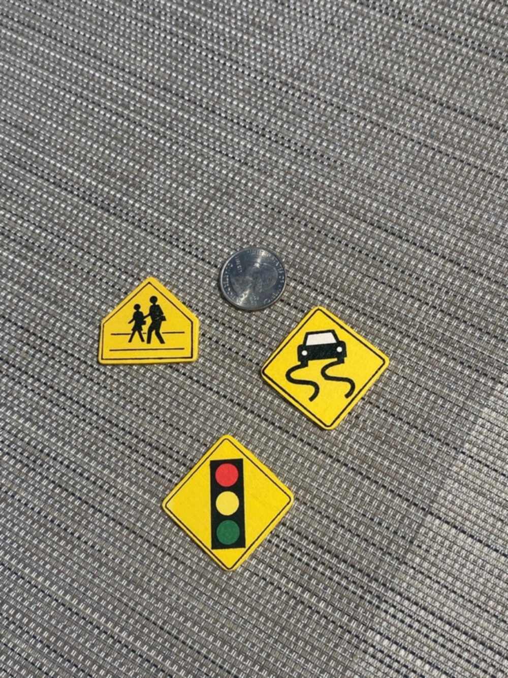 Miniature 1:12 scale Yellow Road Sign Sticker Set - Traffic Symbols
